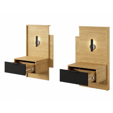 Łóżko 160 x 200 cm BALEO skandynawskie z pojemnikiem stolikami LED